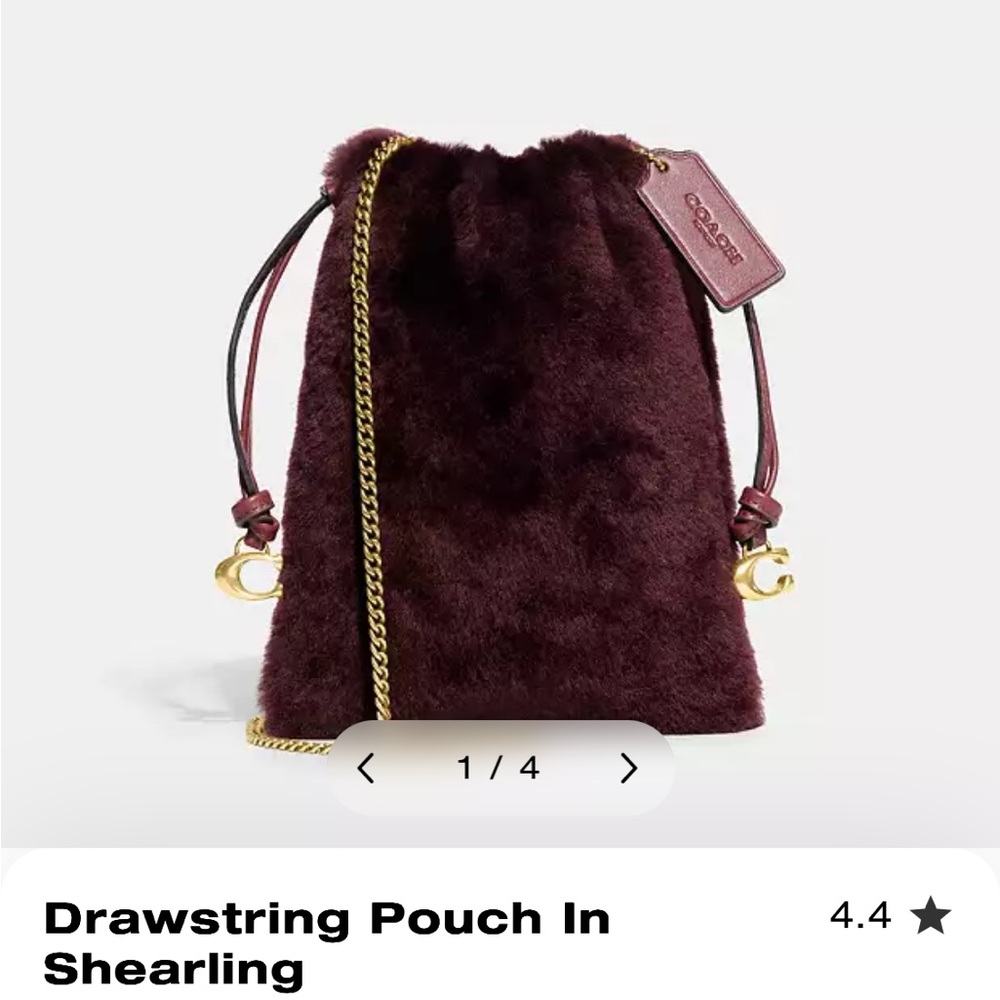 Coach Shearling Pouch Drawstring Crossbody Bag